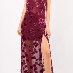 For Love and Lemons Sophie Velvet Floral Maxi Dress